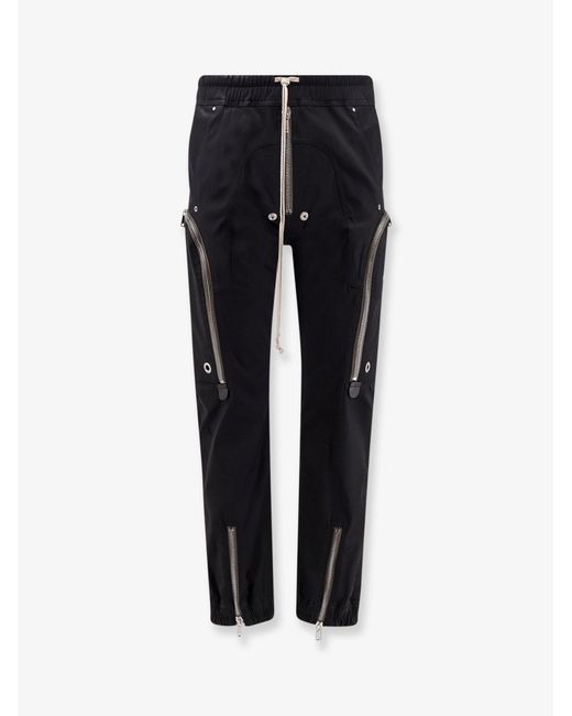 Rick Owens Black Bauhaus Cargo Certified Cotton Trousers for men
