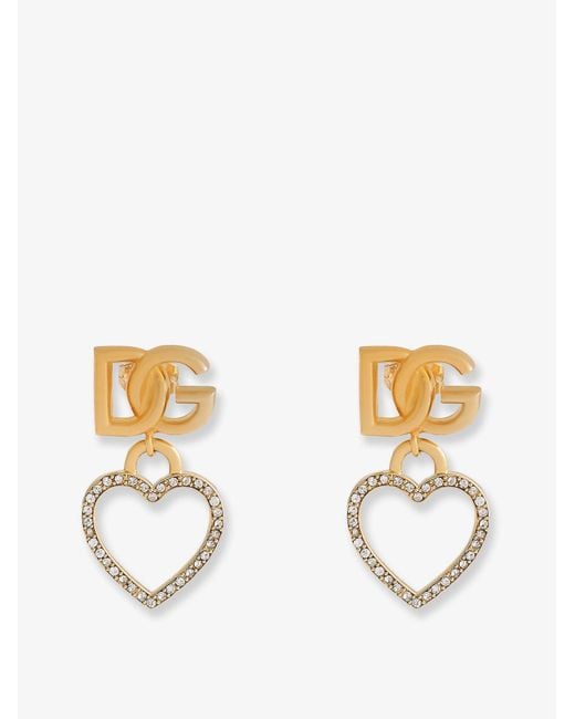 Dolce & Gabbana Metallic Meatl Earrings With Rhinestones