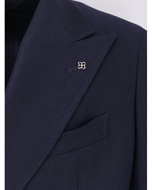 Tagliatore Blue Double-Breasted Virgin Wool Blazer for men