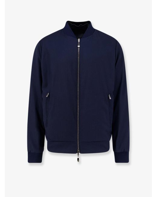 Corneliani Blue Reversible Leather Jacket for men