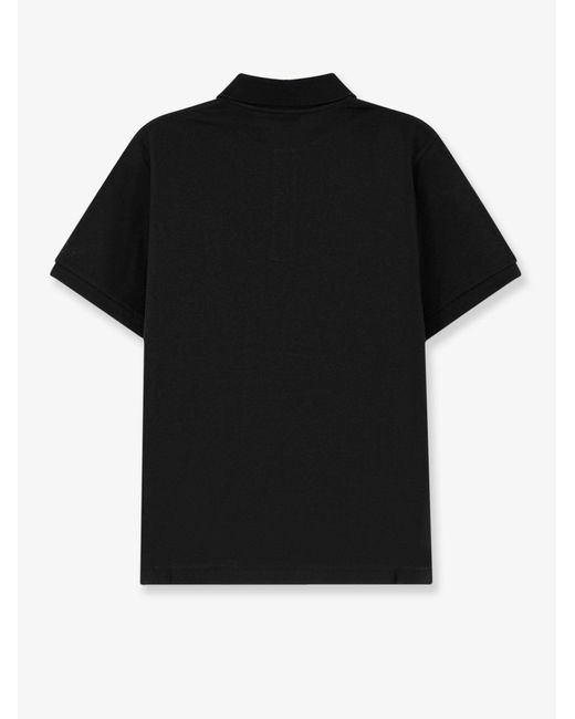 Saint Laurent Black Piqué Cotton Polo Shirt With Cassandre Embroidery for men