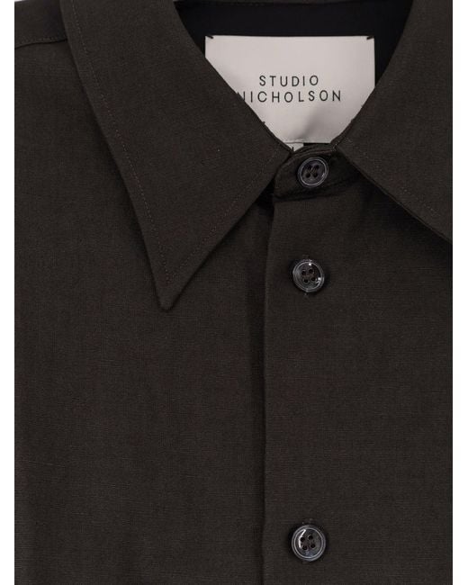 Studio Nicholson Black Wool And Linen Shirt for men