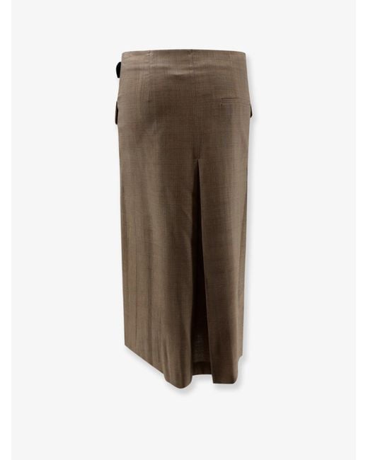 Semicouture Brown Wool Skirt With Belt