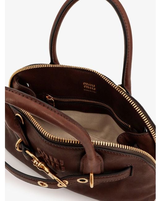 Miu Miu Brown Aventure Leathr Crossbdy Bag