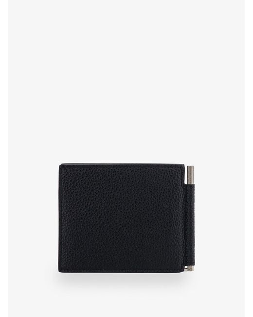 Tom Ford Black Leather Card Holder With Front Logo for men