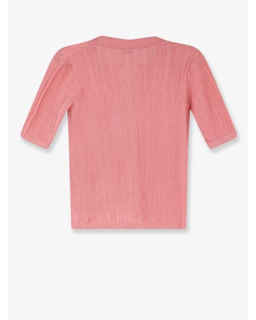 Joseph Pink Silk And Cotton Cardigan With Crinkled Effect