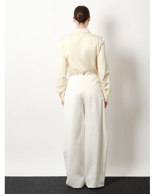 The Row White Galileo Cotton And Silk Trousers