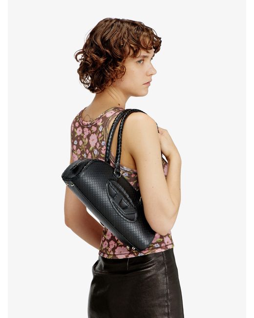 DIESEL Black 1Dr Python Effect Leather Shoulder Bag