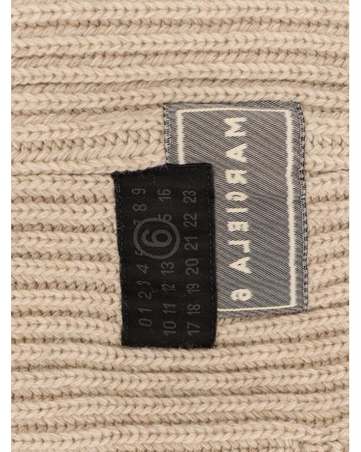 MM6 by Maison Margiela Natural Wool Blend Balaclava With Distressed Effect