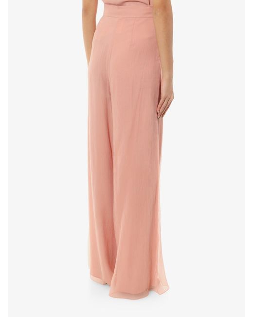 Max Mara Pink Wide Leg Silk Closure With Buttons Pants