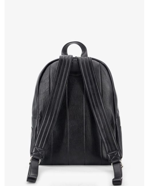 Orciani Black Leather Backpack With Logo for men