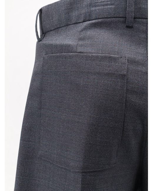 DUNST Blue Pleated Check Wool Blend Bermuda Shorts for men