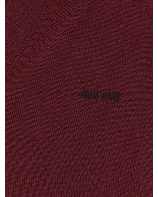 Miu Miu Red Virgin Wool Cardigan