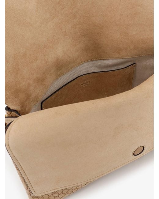Gucci Natural Suede And Gg Canvas Shoulder Bag