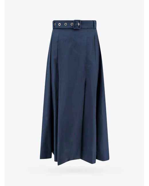 Max Mara Blue Gilda A-line High-rise Cotton Midi Skirt
