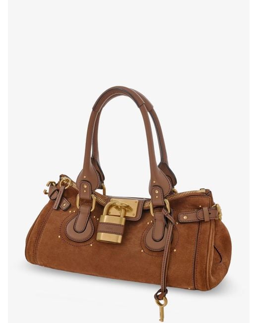 Chloé Brown Paddington Suede Shoulder Bag