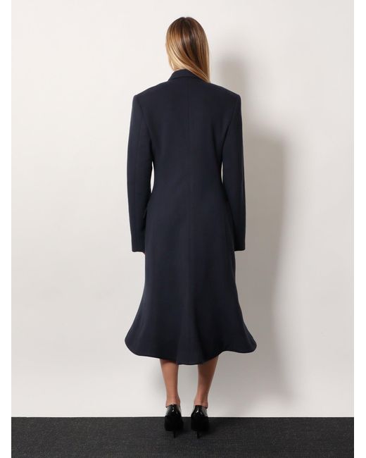 Balenciaga Blue Godet Midi Double-Breasted Wool Coat