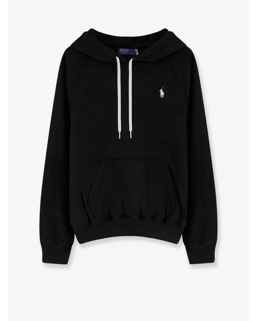 Polo Ralph Lauren Black Cotton Blend Sweatshirt With Embroidered Logo