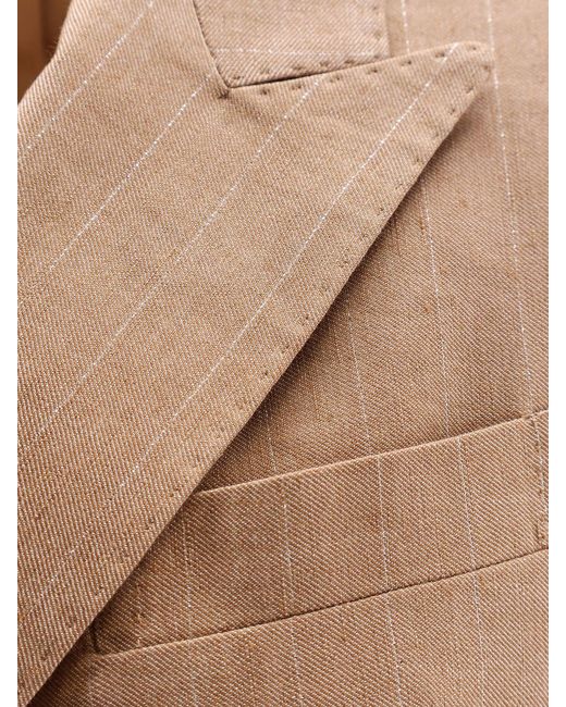 Tagliatore Natural Parigi Pinstripe Linen And Viscose Suit