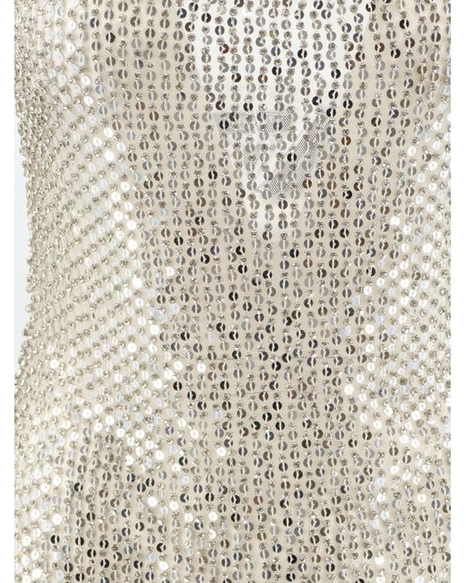 retroféte White Mini Dress With Seqiuins And Rhinestones
