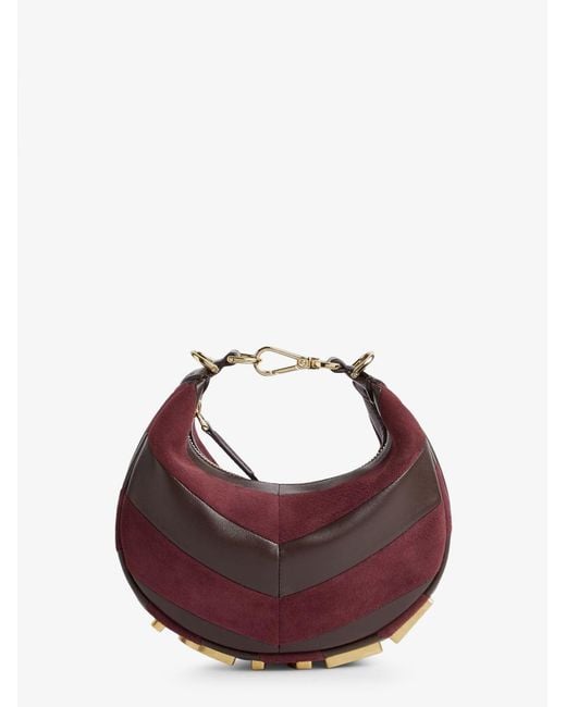 Fendi Purple Graphy Mini Leather Handbag With Metal Lettering Logo