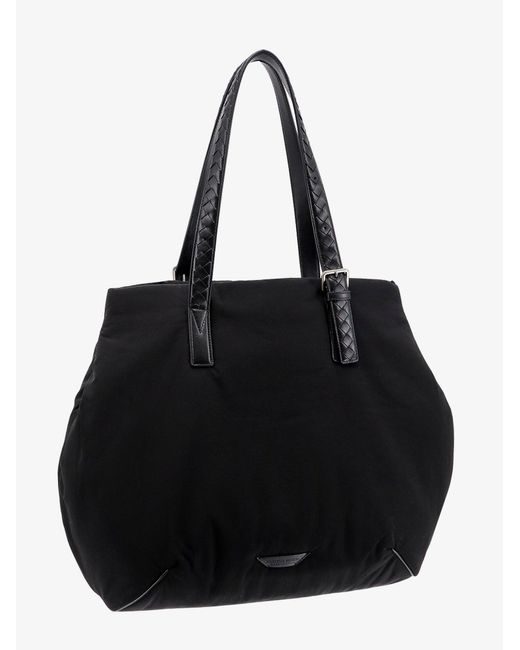 Bottega Veneta Black Padded Nylon Shoulder Bag With Logo Patch for men