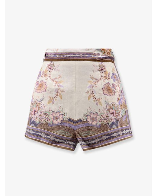 Zimmermann Brown Luna Scarf Linen Shorts
