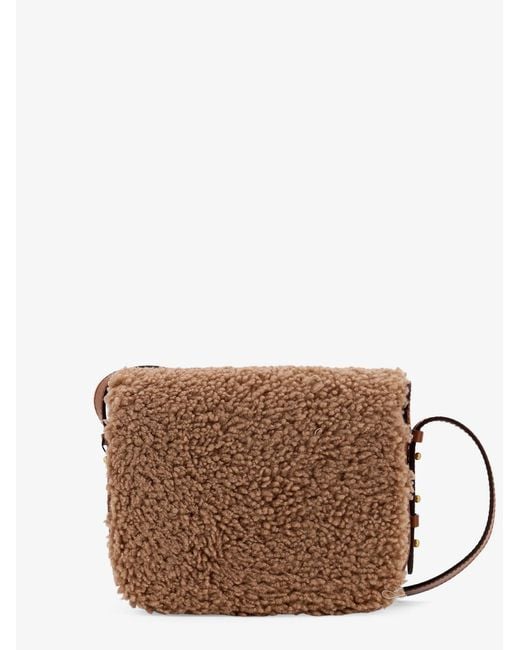 Soeur Brown Bellissima Mini Fur And Leather Shoulder Bag