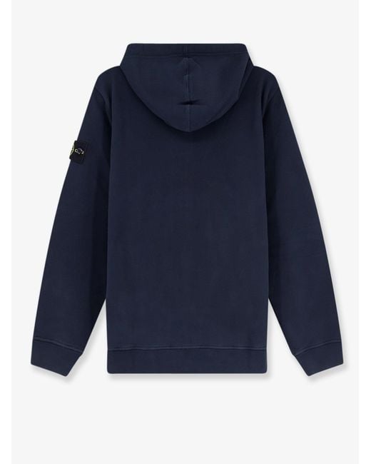 Stone Island Blue Cotton Sweatshirt With Side Logo Patch for men