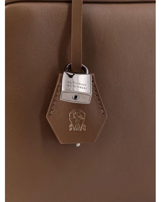 Brunello Cucinelli Brown Boston Explorer Leather Crossbody Bag