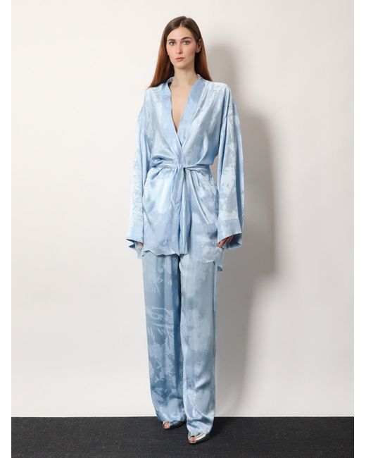 Balenciaga Blue Wrap Silk Mini Dress