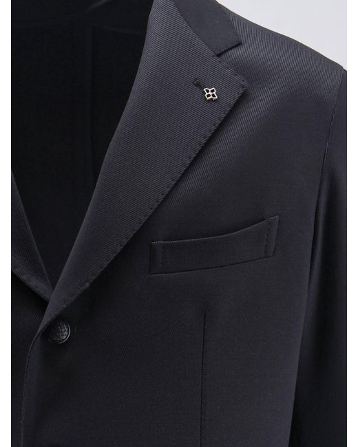 Tagliatore Blue Single-Breasted Stretch Virgin Wool Blazer for men