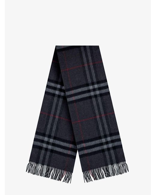 Burberry Blue Cachemere Scarf With Giant Check Motif for men