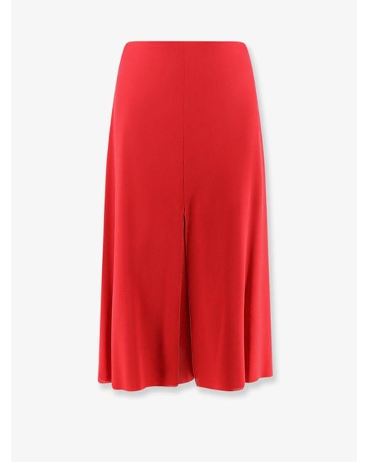 Valentino Red Midi Silk Skirt