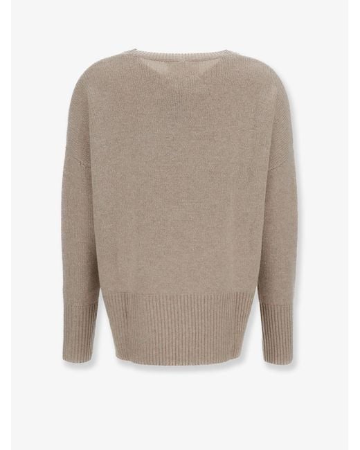 Lisa Yang Natural Mila Cashmere Sweater With Ribbed Knit