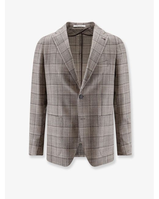 Tagliatore Gray Single-Breasted Virgin Wool And Silk Blazer for men