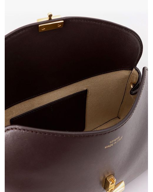 Totême Brown T-Lock Clutch Leather Crossbody Bag
