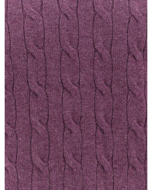 Brunello Cucinelli Purple Cable Knit Cashmere Sweater for men