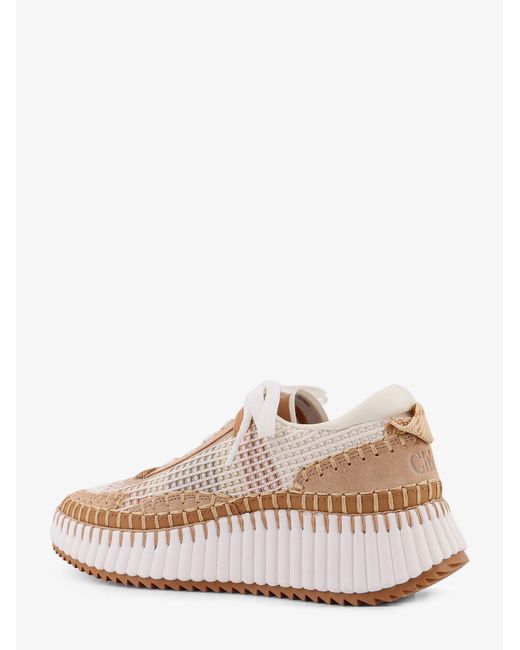 Mesh Nama Low-Top Sneakers With Suede Inserts-Donna di Chloé in Pink