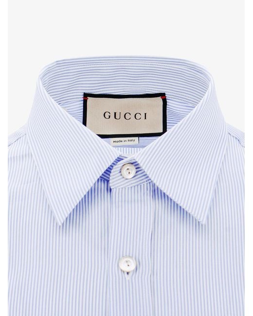 Gucci Blue Long Sleeves Cotton Shirts for men