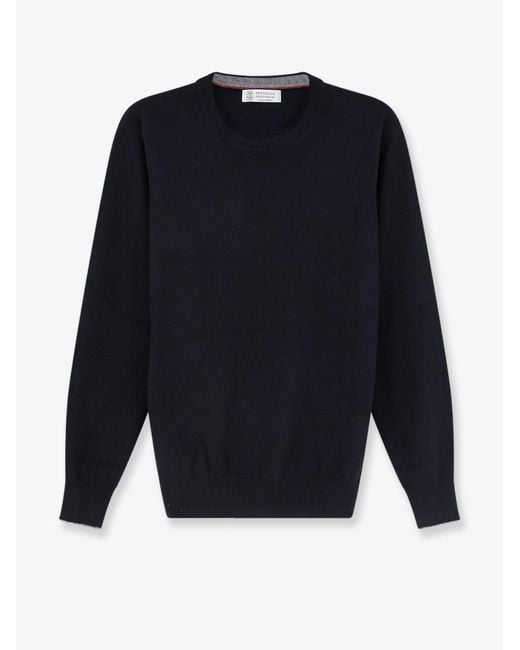 Brunello Cucinelli Blue Cashmere Sweater for men