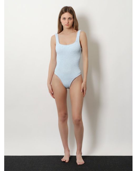 Hunza G Blue One-Piece Swimsuit Crinkle