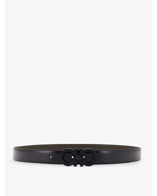 Ferragamo White Reversible Leather Belt for men