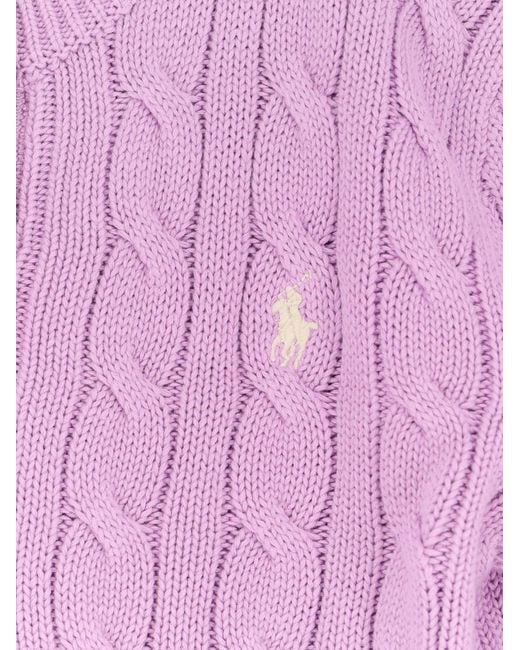 Polo Ralph Lauren Pink Cotton Cardigan With Contrasting Logo