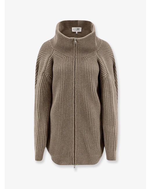 MM6 by Maison Margiela Natural Wool Blend Cardigan