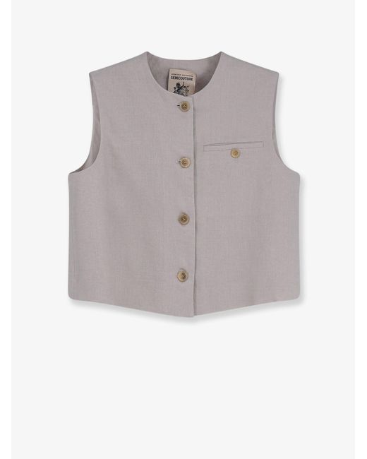 Semicouture Gray Linen Vest