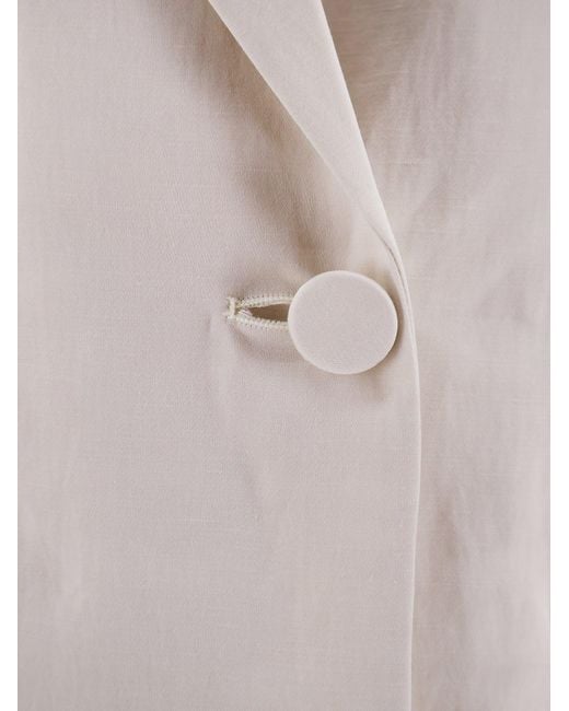 Alysi White Double-Breasted Lyocell And Linen Blazer