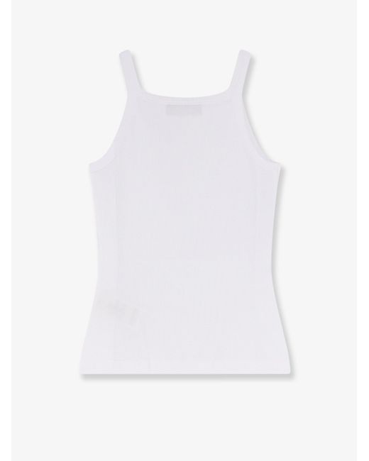 Fendi White Ribbed Cotton Tank Top