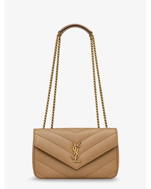 Saint Laurent Natural Loulou Small Leather Shoulder Bag