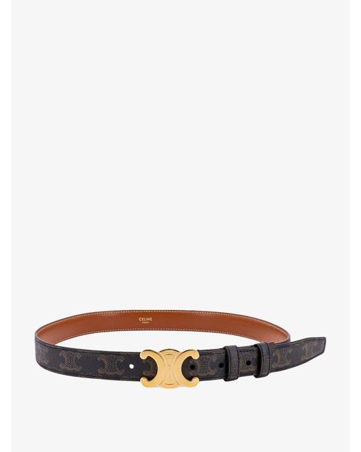 Céline White Triomphe Coated Canvas Belt